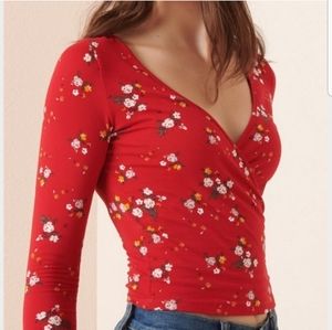 NWOT Garage Red Floral Top